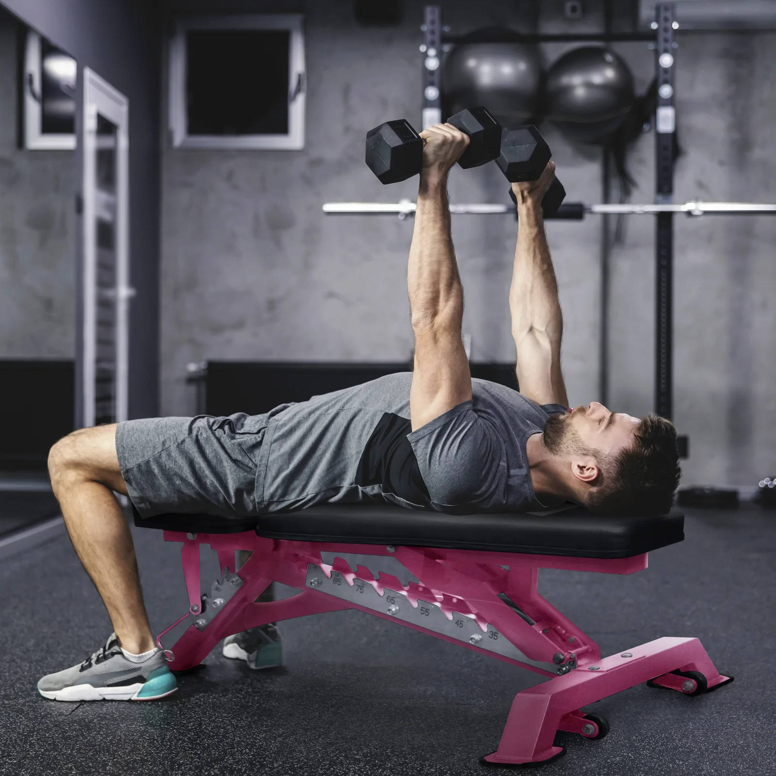 RitFit 1300LB Adjustable Weight Bench BWB01 - Pink - Image 4