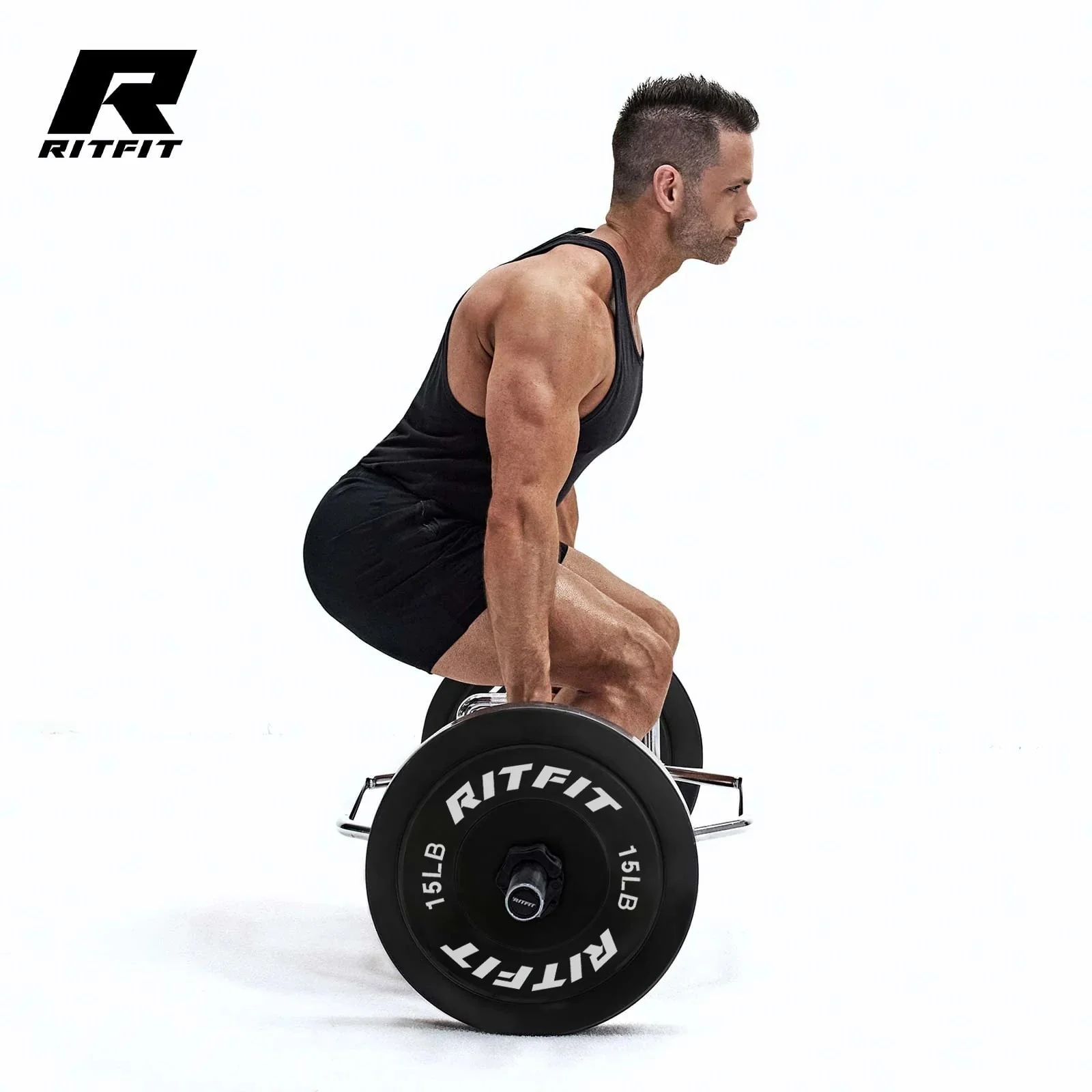 RitFit Bumper Plates Olympic Rubber Weight Plates, 2-inch - Image 6