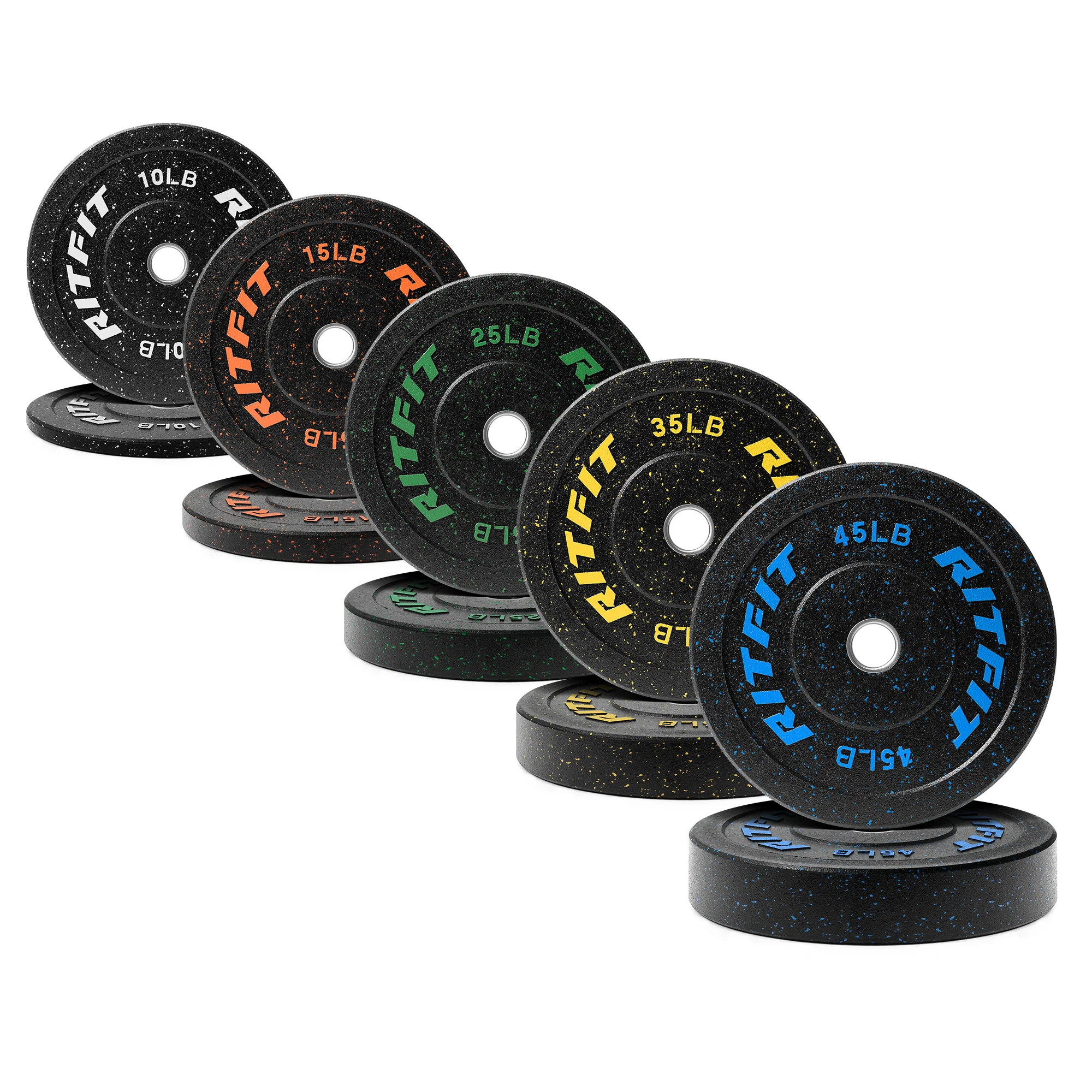 RitFit Fleck Bumper Plates 2-Inch Olympic Rubber Weight Plates - Image 22