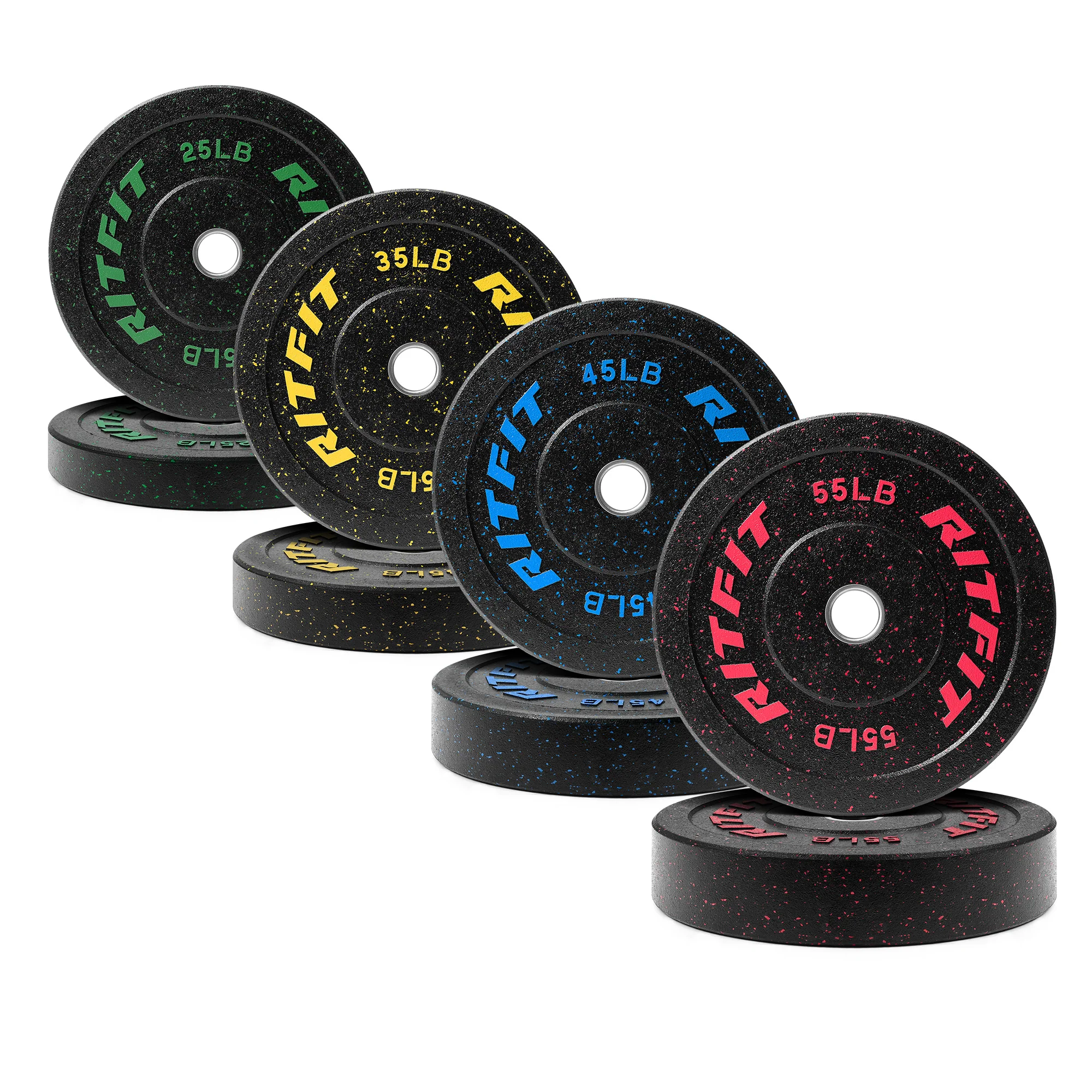 RitFit Fleck Bumper Plates 2-Inch Olympic Rubber Weight Plates - Image 23