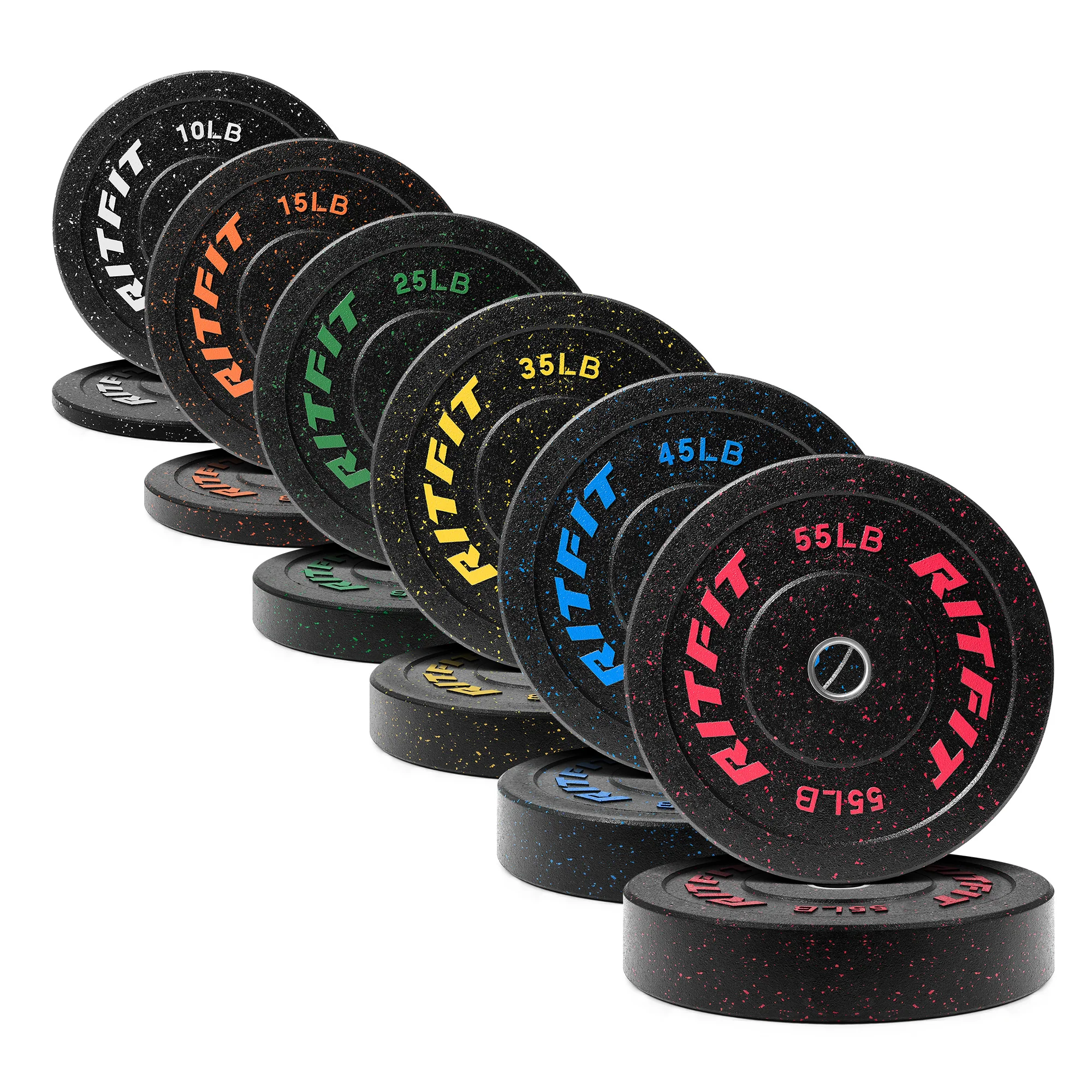RitFit Fleck Bumper Plates 2-Inch Olympic Rubber Weight Plates - Image 24
