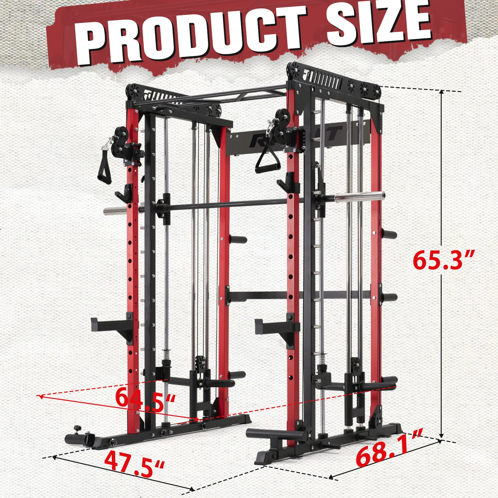 RitFit M1 Smith Machine with Cable Crossover System for Home Gym - Image 3