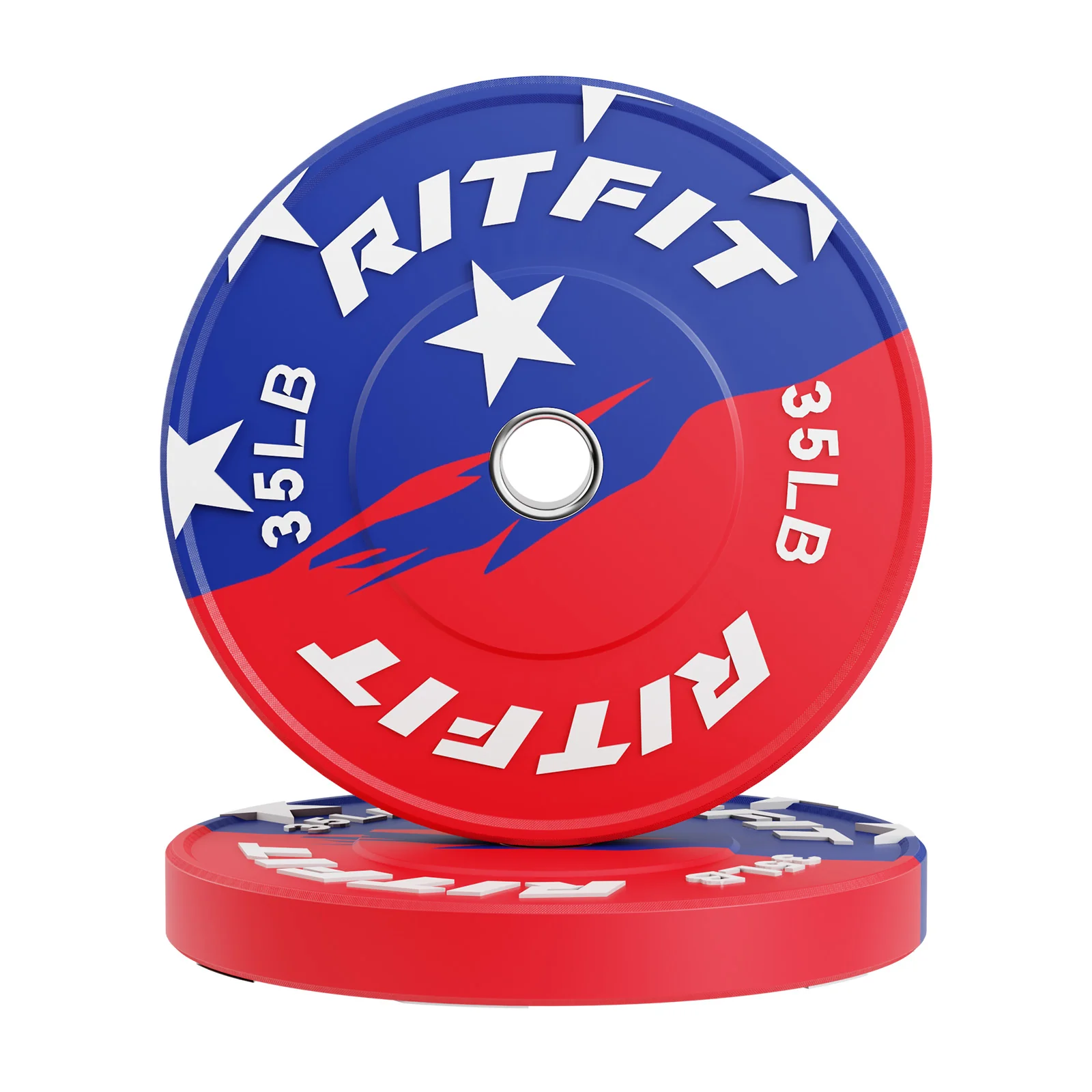 RitFit Patriotic Color Bumper Plates 2 Inch Olympic Rubber Weight Plates - Image 5