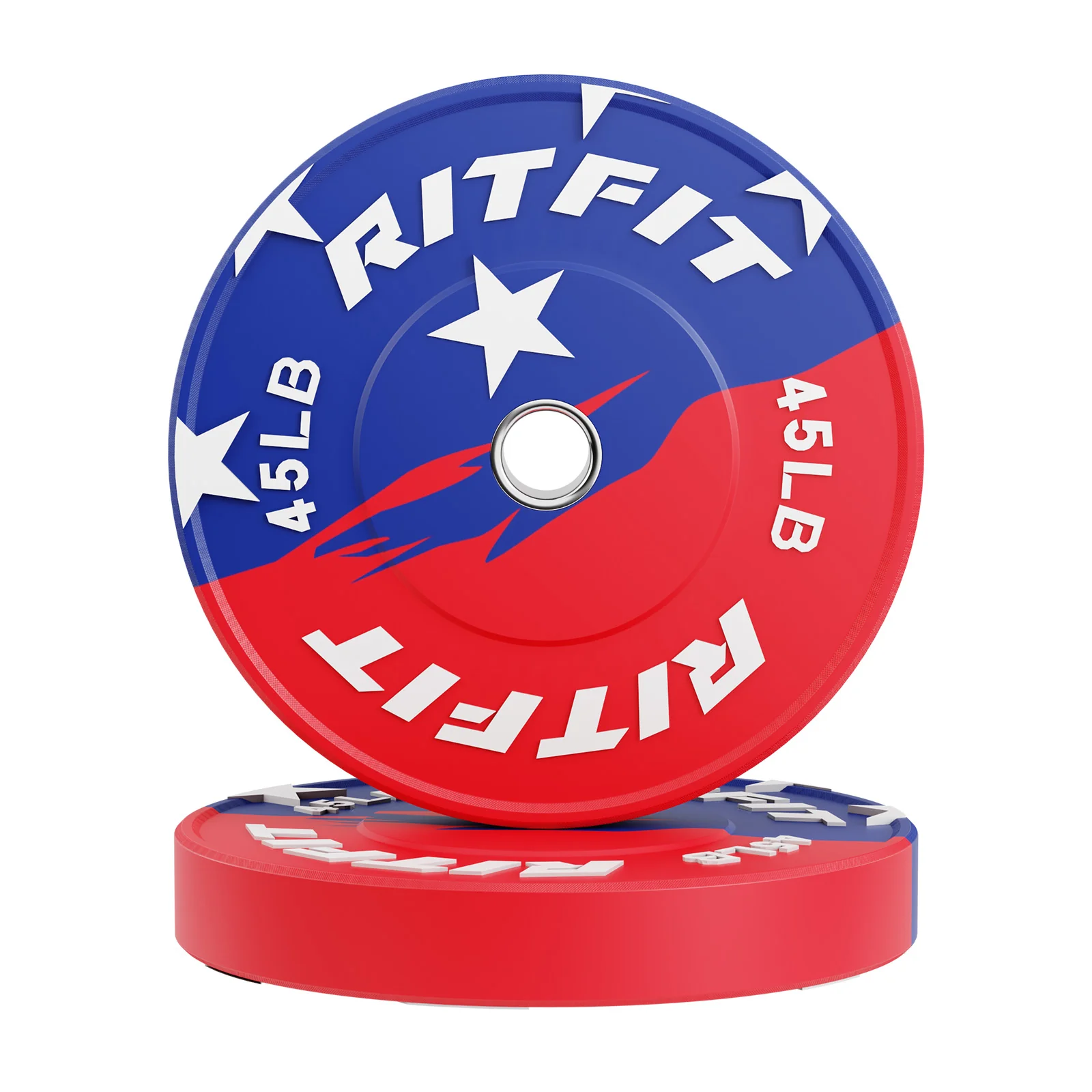RitFit Patriotic Color Bumper Plates 2 Inch Olympic Rubber Weight Plates - Image 6