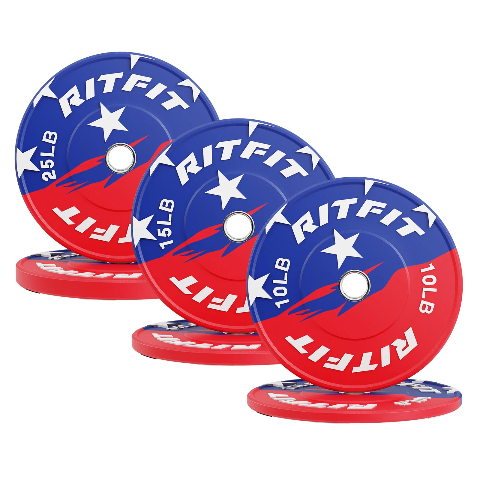 RitFit Patriotic Color Bumper Plates 2 Inch Olympic Rubber Weight Plates - Image 8