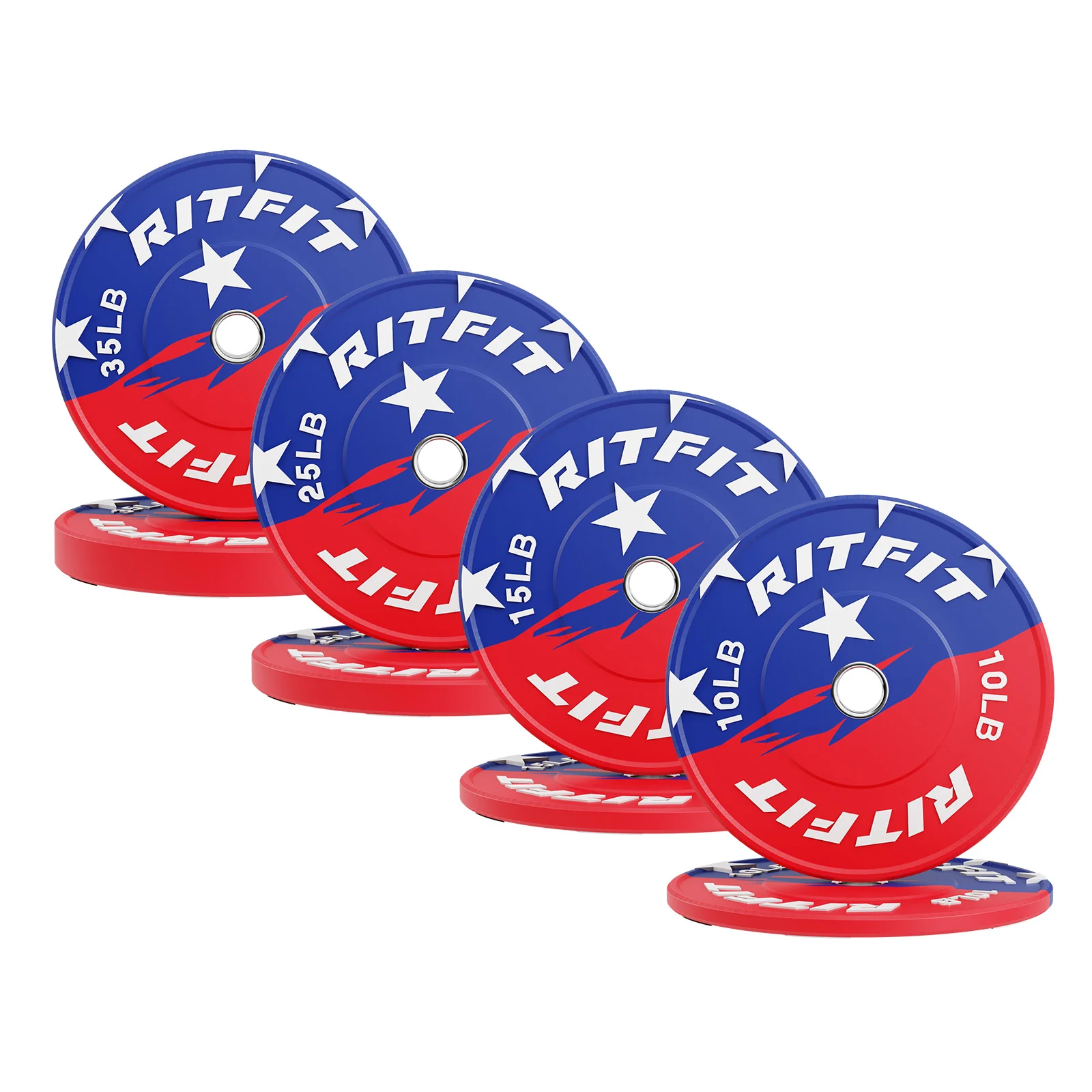 RitFit Patriotic Color Bumper Plates 2 Inch Olympic Rubber Weight Plates - Image 9