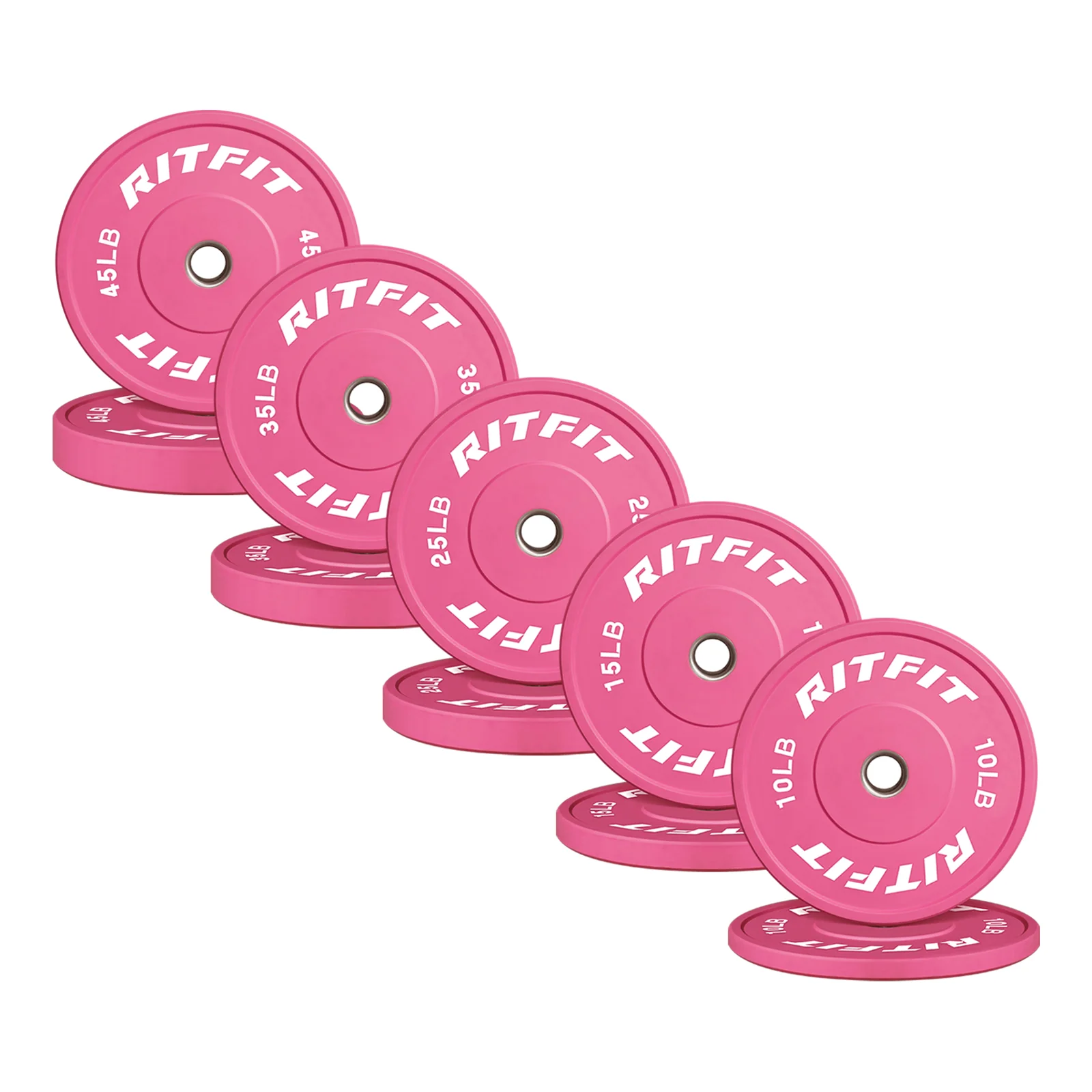RitFit Pink Weight Plates Olympic Bumper Plates Weight Plates Fit 2" Barbells - Image 11