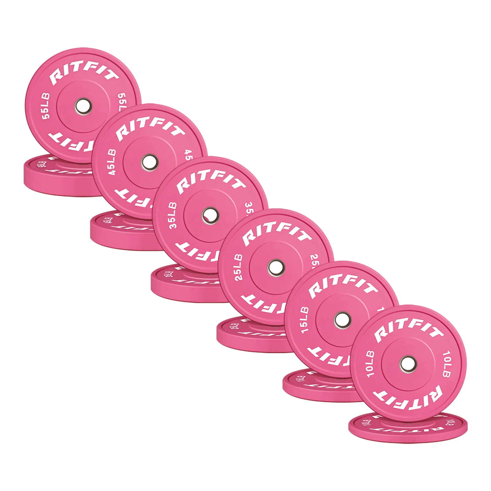RitFit Pink Weight Plates Olympic Bumper Plates Weight Plates Fit 2" Barbells - Image 12