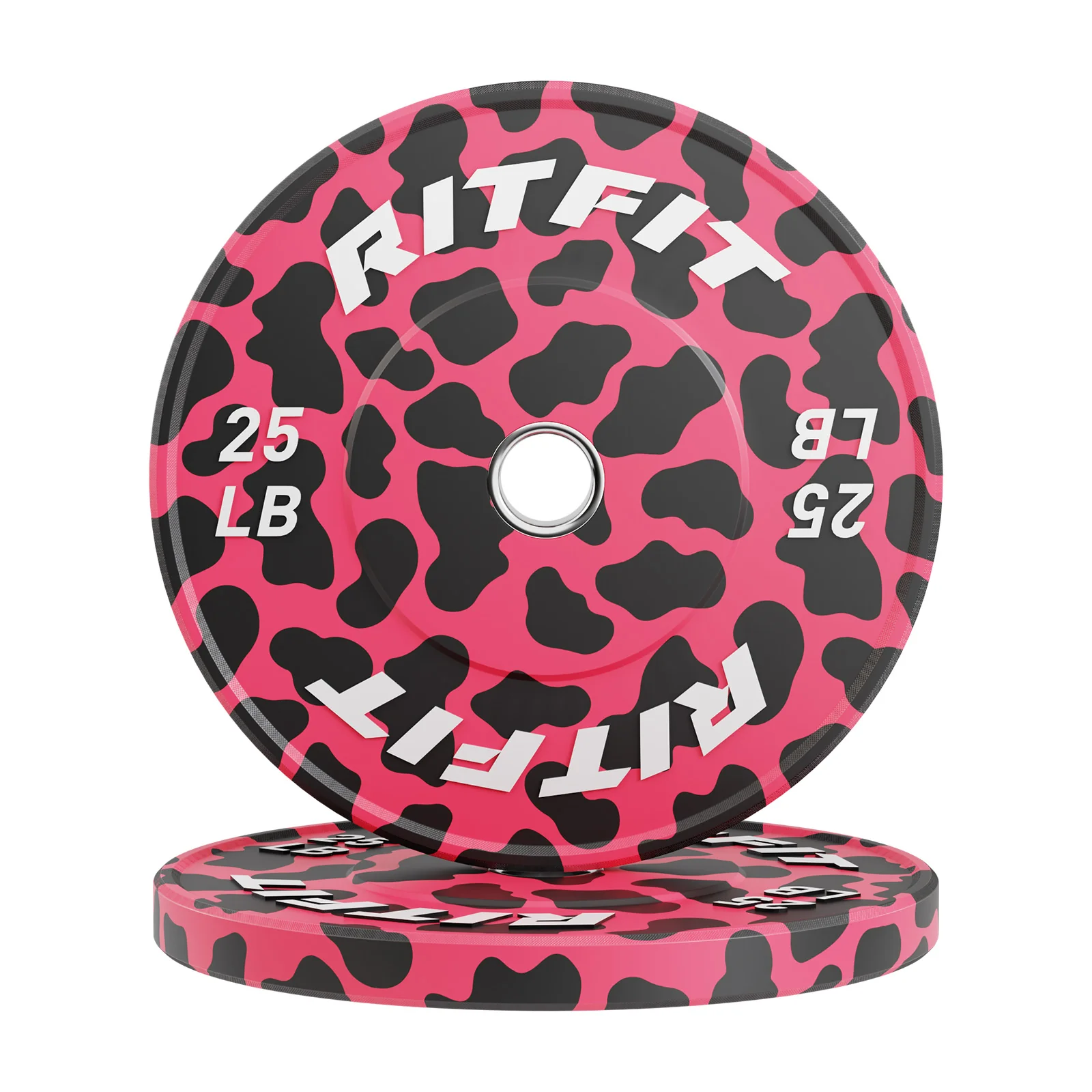 RitFit Pink leopard print bumper plates Olympic 2-Inch Rubber - Image 5