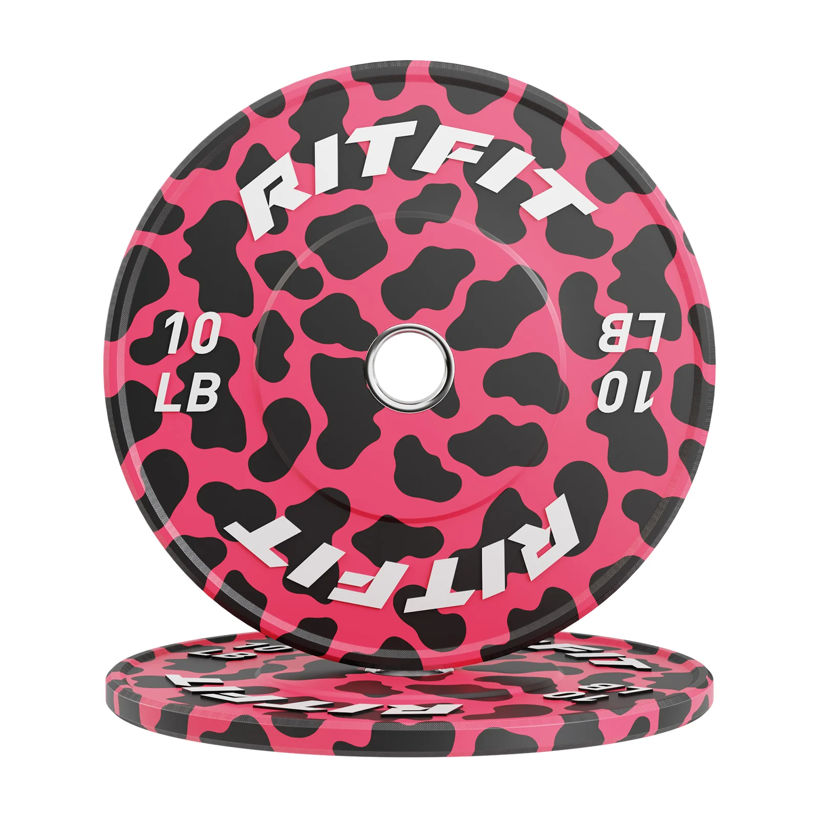 RitFit Pink leopard print bumper plates Olympic 2-Inch Rubber - Image 6