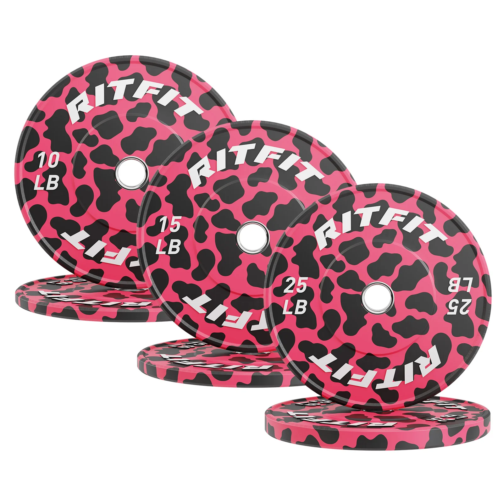 RitFit Pink leopard print bumper plates Olympic 2-Inch Rubber - Image 8