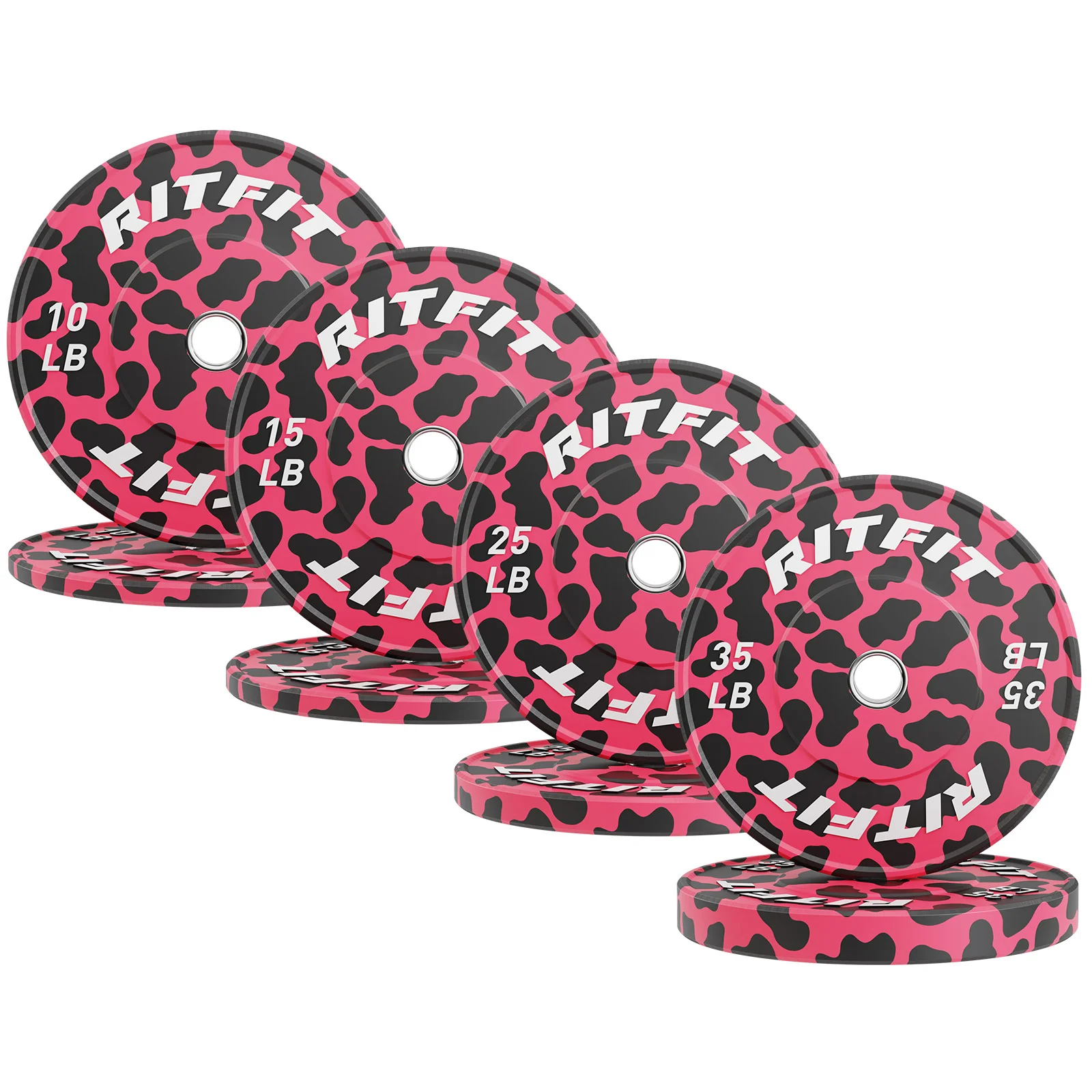 RitFit Pink leopard print bumper plates Olympic 2-Inch Rubber - Image 9
