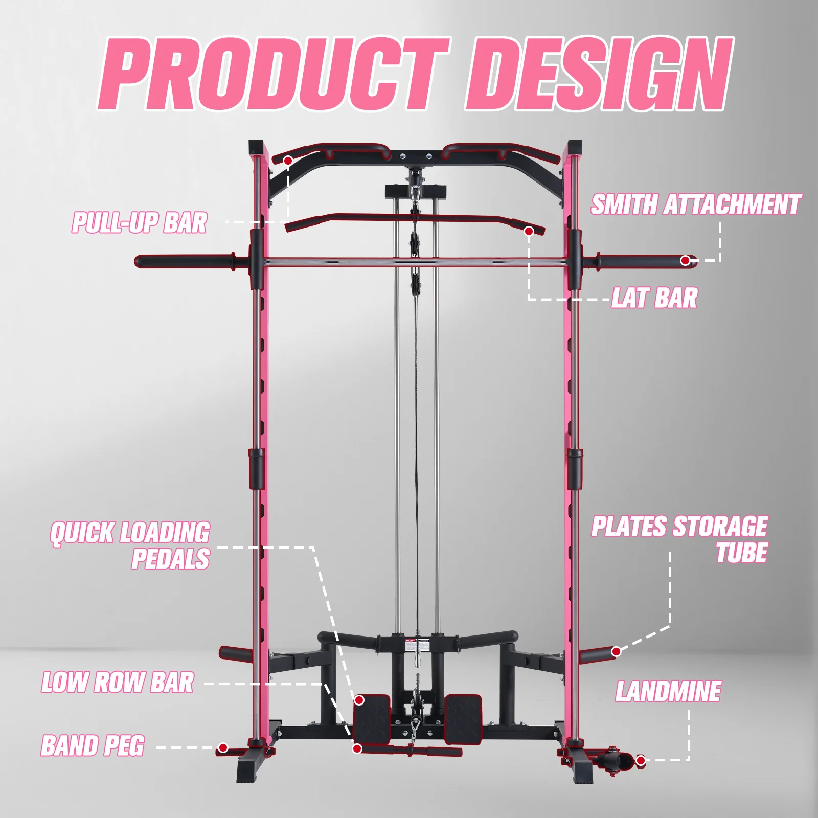 RitFit PSR05 2.0 Pink Smith Machine Package with LAT-Pull Down Attachments - Image 4
