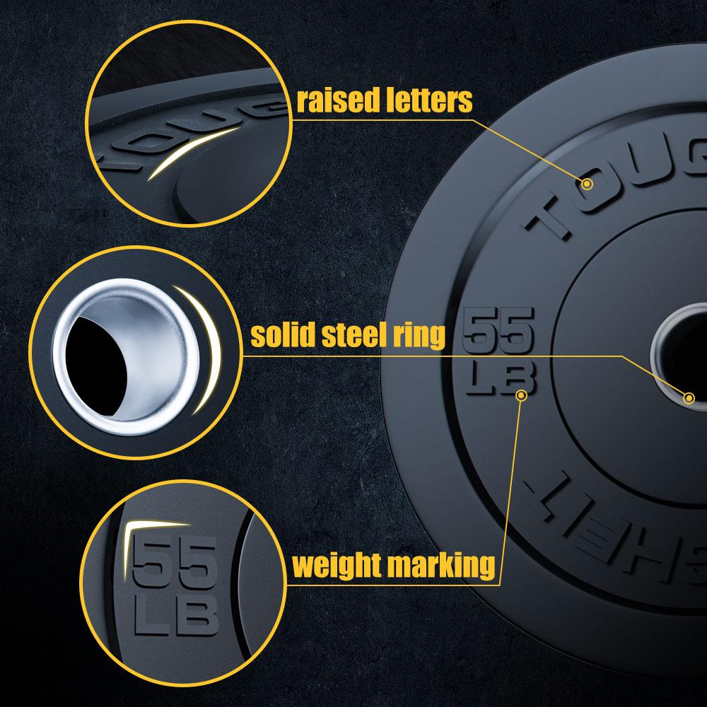 ToughFit Black Olympic Weight Plates Bumper Plates Set - Image 3