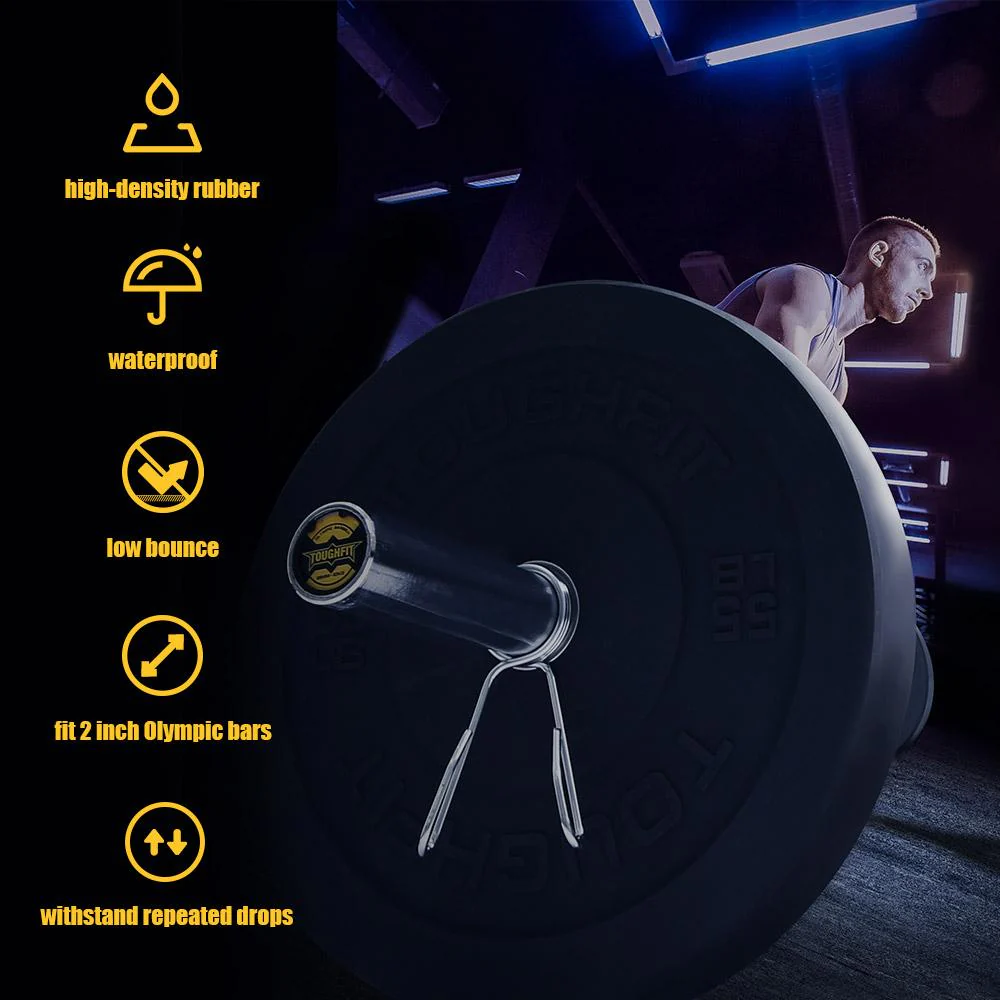 ToughFit Black Olympic Weight Plates Bumper Plates Set - Image 5